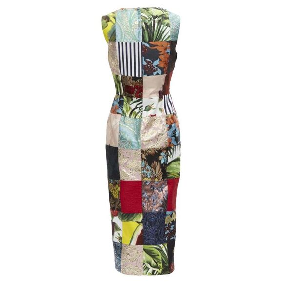 Pre Loved Dolce Gabbana Vintage Patchwork Slim Dress Women multicolor | - Picture 5 of 6